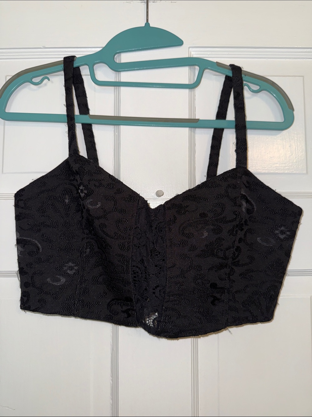Pins & Needles Black Floral Lace Bustier Crop Top